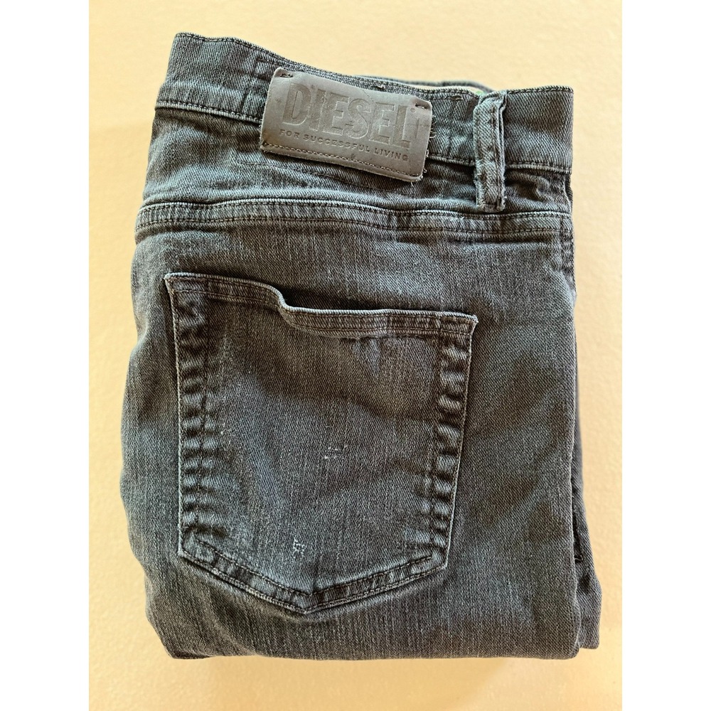 Diesel D-Struak Mens 32 (fits 30x25) Made in Italy Slim Faded Black Jeans